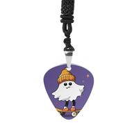 Rrtsmsgh The Ghost of Skateboards Guitar Pick Necklace for Men & Women, Titanium Steel Guitar Plectrum Pendant, Music Lover Gift for Guitarists, Musicians, Rock Fans