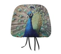 Rrtsmsgh The Peacock Car Headrest Covers Universal 11 X 10.6 Inch - Soft Elastic Head Rest Cover, 2 Pack Car Headrest Protector for Women Men