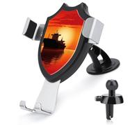 Rrtsmsgh The Tanker Ship on Red Sunrise Car Phone Holder, Universal Adjustable Auto Phone Holder - Strong Suction Cup, Air Vent Cellphone Stand Car Mount for 4-6 Inch Phones