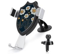 Rrtsmsgh Three White Flowers Car Phone Holder, Universal Adjustable Auto Phone Holder - Strong Suction Cup, Air Vent Cellphone Stand Car Mount for 4-6 Inch Phones