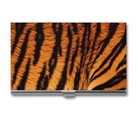 Rrtsmsgh Tiger Striped Pattern Business Card Holder, Ultra Slim Aluminum Business Card Case, Portable Sleek Metal Wallet for Men & Women