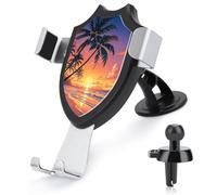 Rrtsmsgh Tropical Beach Palm Tree Sunset Car Phone Holder, Universal Adjustable Auto Phone Holder - Strong Suction Cup, Air Vent Cellphone Stand Car Mount for 4-6 Inch Phones