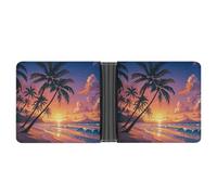 Rrtsmsgh Tropical Beach Palm Tree Sunset Wallet for Men & Women Ultra Slim PU Leather Bifold Wallet, Credit Card Holder for Travel
