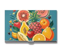 Rrtsmsgh Tropical Fruit Paradise Business Card Holder, Ultra Slim Aluminum Business Card Case, Portable Sleek Metal Wallet for Men & Women