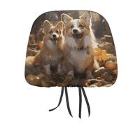 Rrtsmsgh Two Corgis Car Headrest Covers Universal 11 X 10.6 Inch - Soft Elastic Head Rest Cover, 2 Pack Car Headrest Protector for Women Men