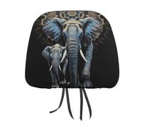 Rrtsmsgh Two Elephants on Black Background Two Elephants Car Headrest Covers Universal 11 X 10.6 Inch - Soft Elastic Head Rest Cover, 2 Pack Car Headrest Protector for Women Men