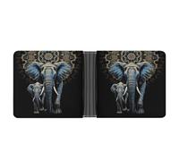 Rrtsmsgh Two Elephants on Black Background Two Elephants Wallet for Men & Women Ultra Slim PU Leather Bifold Wallet, Credit Card Holder for Travel