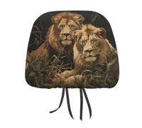 Rrtsmsgh Two Lions Car Headrest Covers Universal 11 X 10.6 Inch - Soft Elastic Head Rest Cover, 2 Pack Car Headrest Protector for Women Men