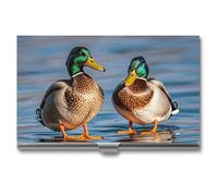 Rrtsmsgh Two Mallard Ducks Business Card Holder, Ultra Slim Aluminum Business Card Case, Portable Sleek Metal Wallet for Men & Women