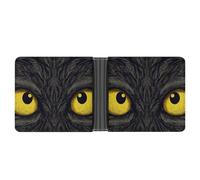 Rrtsmsgh Two Yellow Eyes Wallet for Men & Women Ultra Slim PU Leather Bifold Wallet, Credit Card Holder for Travel