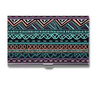 Rrtsmsgh Unique Aztec Pattern Business Card Holder, Ultra Slim Aluminum Business Card Case, Portable Sleek Metal Wallet for Men & Women