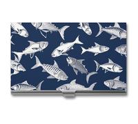 Rrtsmsgh Various Sea Fish Pattern Business Card Holder, Ultra Slim Aluminum Business Card Case, Portable Sleek Metal Wallet for Men & Women