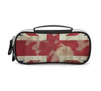 Rrtsmsgh Vintage Union Jack British Flag Pencil Case Large Capacity, Small PU Leather Makeup Bag with Zipper & Handle, Portable Pencil Pouch for Office, Cosmetic Storage