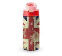 Rrtsmsgh Vintage Union Jack British Flag Water Bottle with Carrying Loop, 304 Stainless Steel Vacuum Insulated Cup | BPA Free, Leakproof Tumblers for Sports Travel, 12oz Pink-style