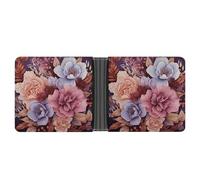 Rrtsmsgh Violet And Crimson Flowers Wallet for Men & Women Ultra Slim PU Leather Bifold Wallet, Credit Card Holder for Travel