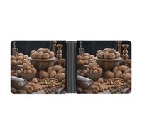 Rrtsmsgh Walnut Nuts Wallet for Men & Women Ultra Slim PU Leather Bifold Wallet, Credit Card Holder for Travel