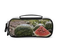Rrtsmsgh Watermelon on The Ground Pencil Case Large Capacity, Small PU Leather Makeup Bag with Zipper & Handle, Portable Pencil Pouch for Office, Cosmetic Storage