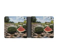 Rrtsmsgh Watermelon on The Ground Wallet for Men & Women Ultra Slim PU Leather Bifold Wallet, Credit Card Holder for Travel