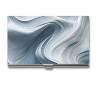 Rrtsmsgh Wave Motion Image Business Card Holder, Ultra Slim Aluminum Business Card Case, Portable Sleek Metal Wallet for Men & Women