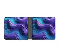 Rrtsmsgh Wavy Purple Wallet for Men & Women Ultra Slim PU Leather Bifold Wallet, Credit Card Holder for Travel