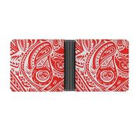 Rrtsmsgh White And Red Tribal Pattern Wallet for Men & Women Ultra Slim PU Leather Bifold Wallet, Credit Card Holder for Travel
