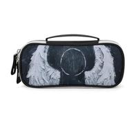Rrtsmsgh White Angel Wings Pencil Case Large Capacity, Small PU Leather Makeup Bag with Zipper & Handle, Portable Pencil Pouch for Office, Cosmetic Storage