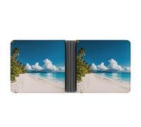 Rrtsmsgh White Beach Tropical Sea Wallet for Men & Women Ultra Slim PU Leather Bifold Wallet, Credit Card Holder for Travel