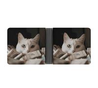 Rrtsmsgh White Cat And Pile of Dollars Wallet for Men & Women Ultra Slim PU Leather Bifold Wallet, Credit Card Holder for Travel