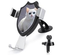 Rrtsmsgh White Cute Cat Car Phone Holder, Universal Adjustable Auto Phone Holder - Strong Suction Cup, Air Vent Cellphone Stand Car Mount for 4-6 Inch Phones