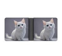 Rrtsmsgh White Cute Cat Wallet for Men & Women Ultra Slim PU Leather Bifold Wallet, Credit Card Holder for Travel