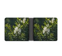 Rrtsmsgh White Natural Greenery Twig Wallet for Men & Women Ultra Slim PU Leather Bifold Wallet, Credit Card Holder for Travel