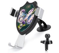 Rrtsmsgh White Purple Butterflies Car Phone Holder, Universal Adjustable Auto Phone Holder - Strong Suction Cup, Air Vent Cellphone Stand Car Mount for 4-6 Inch Phones