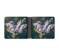 Rrtsmsgh White Purple Butterflies Wallet for Men & Women Ultra Slim PU Leather Bifold Wallet, Credit Card Holder for Travel