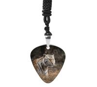 Rrtsmsgh Wildlife Tiger Guitar Pick Necklace for Men & Women, Titanium Steel Guitar Plectrum Pendant, Music Lover Gift for Guitarists, Musicians, Rock Fans