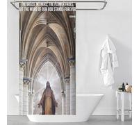 RRTYVFD Catholic Good Quotes 5 Anti-Mould Proof Resistant Quick Drying Proof Resistant Shower Curtain with Hooks for Travel Trailer 35.43x70.87Inch（90x180cm）