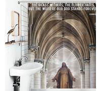 RRTYVFD Catholic Good Quotes 5 Anti-Mould Proof Resistant Quick Drying Proof Resistant Shower Curtain with Hooks for Travel Trailer 56.30x70.87Inch（143x180cm）