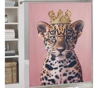 RRTYVFD Cheetah King Pastel Crown Anti-Mould Proof Resistant Thicken Durable Polyester Shower Curtain for Bathroom for Stalls Bathtubs 69.69x70.87Inch（177x180cm）