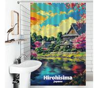 RRTYVFD Cherry Blossom Reflections in Hiroshima Shower Curtains Mould Proof Thicken Durable Polyester Modern Polyester Water Repellent for Kids Women Men 46.85x70.87Inch（119x180cm）