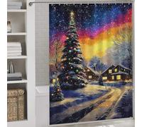 RRTYVFD Christmas Night in The Village Shower Curtain Waterproof Mould Quick Drying Proof Resistant Bath Curtains for Shower with Hooks 64.17x70.87Inch（163x180cm）