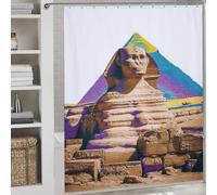 RRTYVFD Colorful Egyptian Sphinx And Pyramid Shower Curtain Waterproof Mould Fabric Polyester Bath Curtains for Shower for Bathtub Shower Stall 69.69x70.87Inch