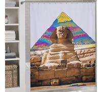 RRTYVFD Colorful Pyramid And Sphinx Sculpture Shower Curtain Anti Mould Waterproof Polyester Fabric Bathroom Decor Curtains for Bathtub Shower Stall 69.69x70.87Inch