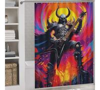 RRTYVFD Devilish Guitarist in Fiery Chaos Shower Curtain Anti Mould Quick Drying Proof Resistant Shower Curtain with Hooks for Bathroom for Bathroom 64.17x70.87Inch