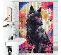 RRTYVFD Fiery Wolf in Moonlit Forest Shower Curtain Anti Mould Quick Drying Proof Resistant Decor Bath Curtains for Bathtub Shower Stall 46.85x70.87Inch（119x180cm）