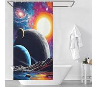 RRTYVFD Galactic Reflections A Cosmic Landscape -1 Anti-Mould Proof Resistant 100% Polyester Fabric Shower Curtain with Hooks for Bathtub Shower Stall 35.43x70.87Inch