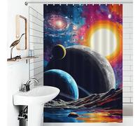 RRTYVFD Galactic Reflections A Cosmic Landscape -1 Shower Curtain Waterproof Mould Fabric Polyester Modern Polyester Water Repellent 46.85x70.87Inch