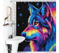 RRTYVFD Galactic Wolf Portrait Bath Shower Curtains Mildew Waterproof Polyester Fabric Soft Fabric Hotel Shower Curtain for Bathtub Shower Stall 56.30x70.87Inch（143x180cm）