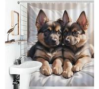 RRTYVFD German Shepherd Pup Bath Shower Curtains Mildew Waterproof Polyester Fabric Soft Fabric Hotel Shower Curtain for Shower Bath Curtain 56.30x70.87Inch（143x180cm）