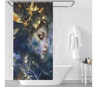 RRTYVFD Golden Gilded Stars Shower Curtain Anti Mould Thicken Durable Polyester Bathroom Curtains Modern Art for Shower Bath Curtain 35.43x70.87Inch（90x180cm）