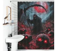 RRTYVFD Grim Reaper And Hellhounds Shower Curtain Anti Mould Quick Drying Proof Resistant Shower Curtain with Hooks for Bathroom for Bathroom 53.54x70.87Inch（136x180cm）