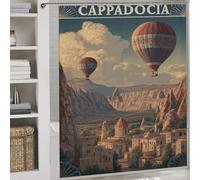 RRTYVFD Hot Air Balloons Over Cappadocia Shower Curtains Mould Proof with Hooks Waterproof Fabric Bathroom Decor Curtains for Bathroom with Hooks 69.69x70.87Inch（177x180cm）